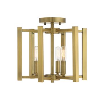 Benson Three Light SemiFlush Mount in Warm Brass by Savoy House