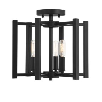 Benson Three Light SemiFlush Mount in Matte Black by Savoy House