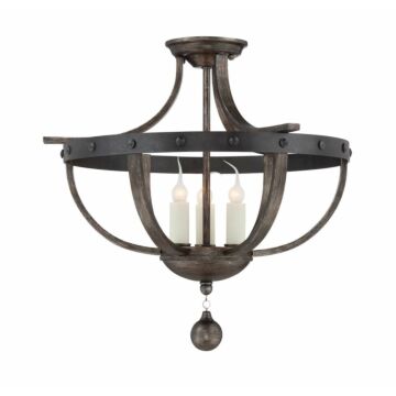 Alsace Three Light Semi Flush Mount in Reclaimed Wood by Savoy House