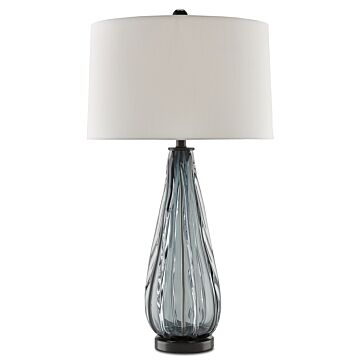 Currey & Company 33 Inch Nightcap Table Lamp in Blue Gray, Clear and Black