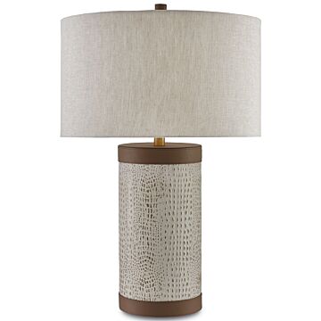 Currey & Company 30 Inch Baptiste Table Lamp in Ivory, Brown and Brushed Brass