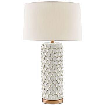Currey & Company 31 Inch Calla Lily Table Lamp in Cream and Antique Brass
