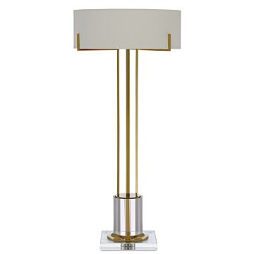 Currey & Company 2 Light 32 Inch Winsland Brass Table Lamp in Polished Brass and Clear