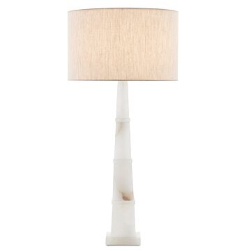 Alabastro 1-Light Table Lamp in Alabaster with Polished Nickel