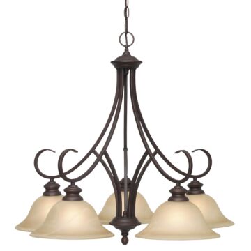 Lancaster RBZ Five Light Chandelier in Rubbed Bronze by Golden