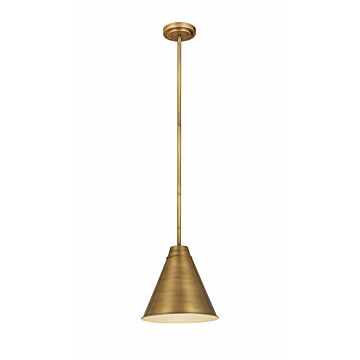 Z-Lite Eaton 1-Light Pendant Light In Rubbed Brass