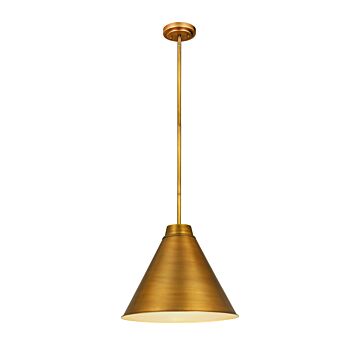 Z-Lite Eaton 1-Light Pendant Light In Rubbed Brass