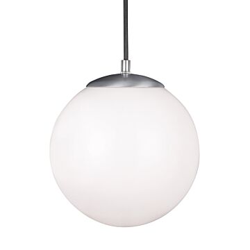 Sea Gull Leo Hanging Globe Medium Pendant Light in Satin Aluminum