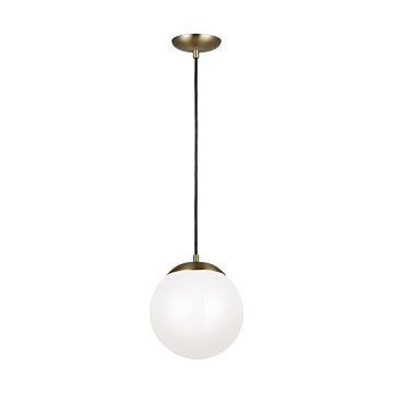Leo   Hanging Globe LED Pendant in Satin Brass by Visual Comfort Studio