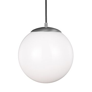 Sea Gull Leo Hanging Globe 13 Inch Pendant Light in Satin Aluminum