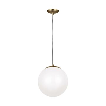 Sea Gull Leo   Hanging Globe LED Pendant Light in Satin Brass