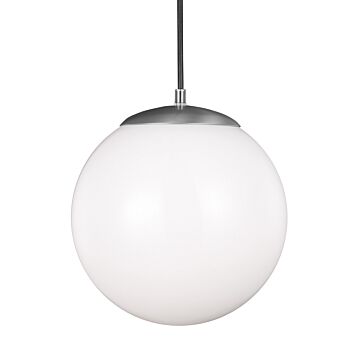 Leo   Hanging Globe One Light Pendant in Satin Aluminum by Visual Comfort Studio