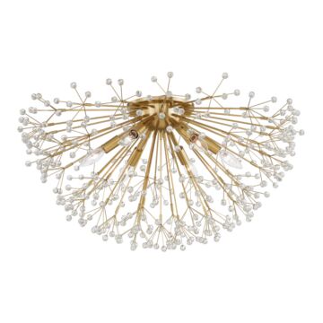 Dunkirk Six Light Semi Flush Mount in Aged Brass by Hudson Valley