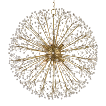 Dunkirk Ten Light Chandelier in Aged Brass by Hudson Valley