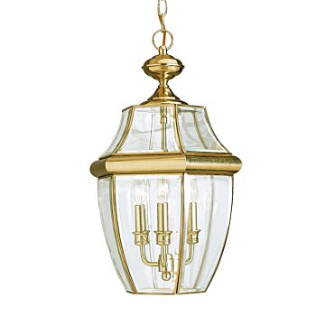 Generation Lighting Lancaster 3-Light Outdoor Hanging Light in Polished Brass