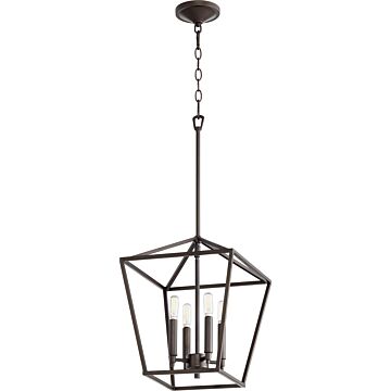 Gabriel Four Light Entry Pendant in Oiled Bronze by Quorum International