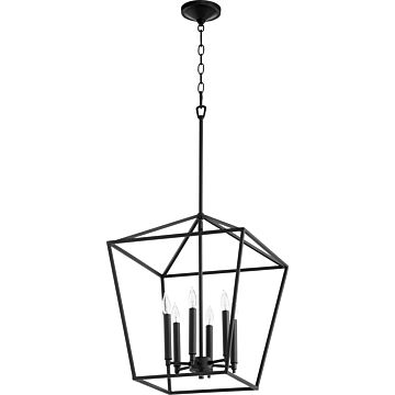 Gabriel Six Light Entry Pendant in Textured Black by Quorum International