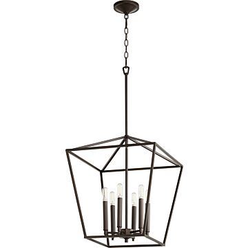 Gabriel Six Light Entry Pendant in Oiled Bronze by Quorum International