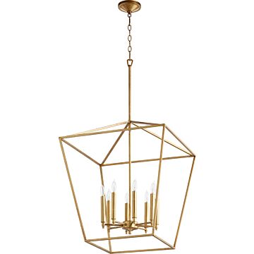 Gabriel Eight Light Entry Pendant in Gold Leaf by Quorum International