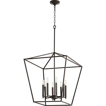 Gabriel Eight Light Entry Pendant in Oiled Bronze by Quorum International