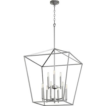 Gabriel Nine Light Entry Pendant in Classic Nickel by Quorum International