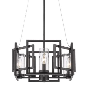 Marco BLK Four Light Pendant in Matte Black by Golden