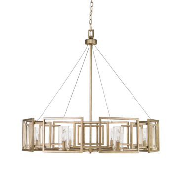 Marco WG Eight Light Chandelier in White Gold by Golden
