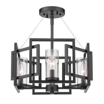 Marco BLK Four Light Semi Flush Mount in Matte Black by Golden