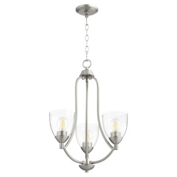 Quorum Barkley 3 Light 24 Inch Transitional Chandelier in Satin Nickel with
