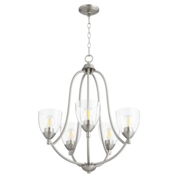 Quorum Barkley 5 Light 27 Inch Transitional Chandelier in Satin Nickel with
