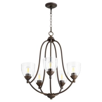 Quorum Barkley 5 Light 27 Inch Transitional Chandelier in Oiled Bronze with