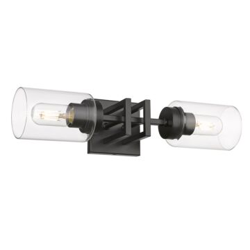 Tribeca BLK Two Light Wall Sconce in Matte Black by Golden