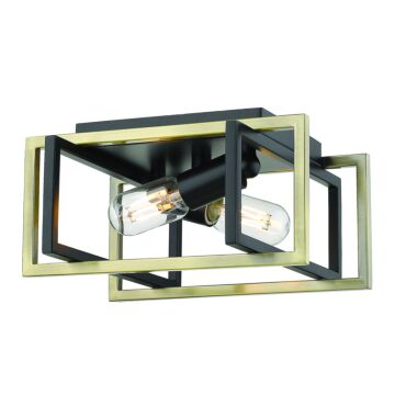 Tribeca BLK Two Light Flush Mount in Matte Black by Golden