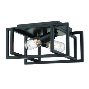 Tribeca BLK Two Light Flush Mount in Matte Black by Golden