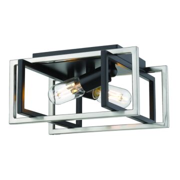 Tribeca BLK Two Light Flush Mount in Matte Black by Golden
