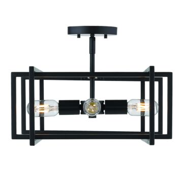 Tribeca BLK Four Light Semi Flush Mount in Matte Black by Golden