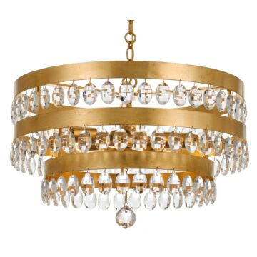 Perla Five Light Chandelier in Antique Gold by Crystorama