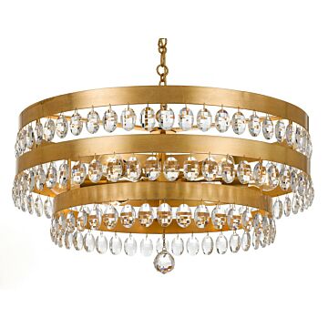 Perla Six Light Chandelier in Antique Gold by Crystorama