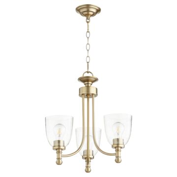 Quorum Rossington 3 Light 19 Inch Transitional Chandelier in Aged Brass with