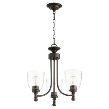 Rossington Three Light Chandelier in Oiled Bronze  Clear Seeded by Quorum International