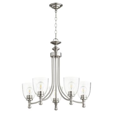 Quorum Rossington 5 Light 25 Inch Transitional Chandelier in Satin Nickel with