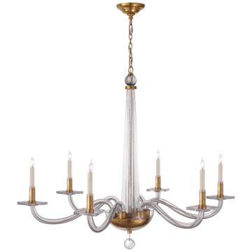 Bernardo  Chandelier in Antique Brass and Clear Glass by Visual Comfort Signature