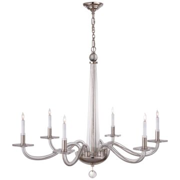 Bernardo  Chandelier in Polished Nickel and Clear Glass by Visual Comfort Signature