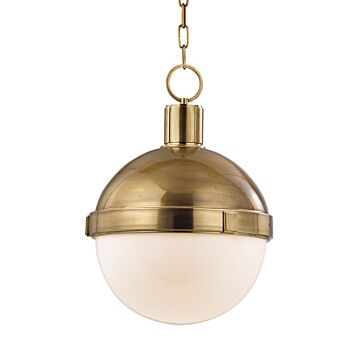 Lambert One Light Pendant in Aged Brass by Hudson Valley