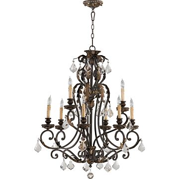 Rio Salado Nine Light Chandelier in Toasted Sienna With Mystic Silver by Quorum International