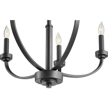 Quorum Reyes 5 Light 25 Inch Transitional Chandelier in Noir