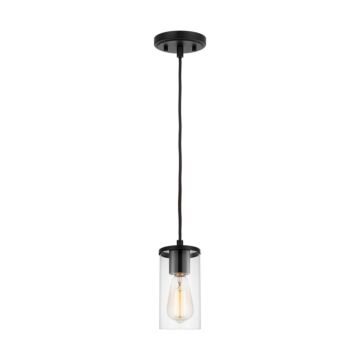 Zire One Light Mini Pendant in Midnight Black by Visual Comfort Studio