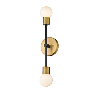 Z-Lite Neutra 2-Light Wall Sconce In Matte Black With Foundry Brass