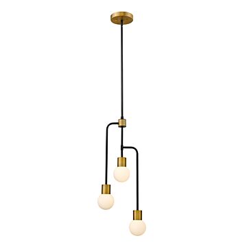 Z-Lite Neutra 3-Light Chandelier In Matte Black With Foundry Brass