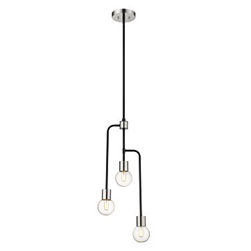 Z-Lite Neutra 3-Light Chandelier In Matte Black With Polished Nickel